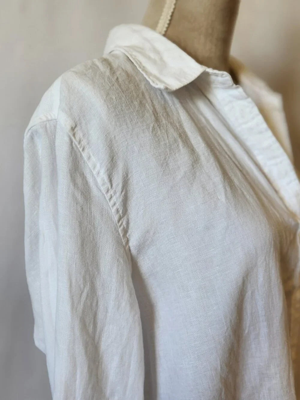 Quince Women's Large White 100% European Linen Long Sleeve Button-Down Shirt - Picture 8 of 15